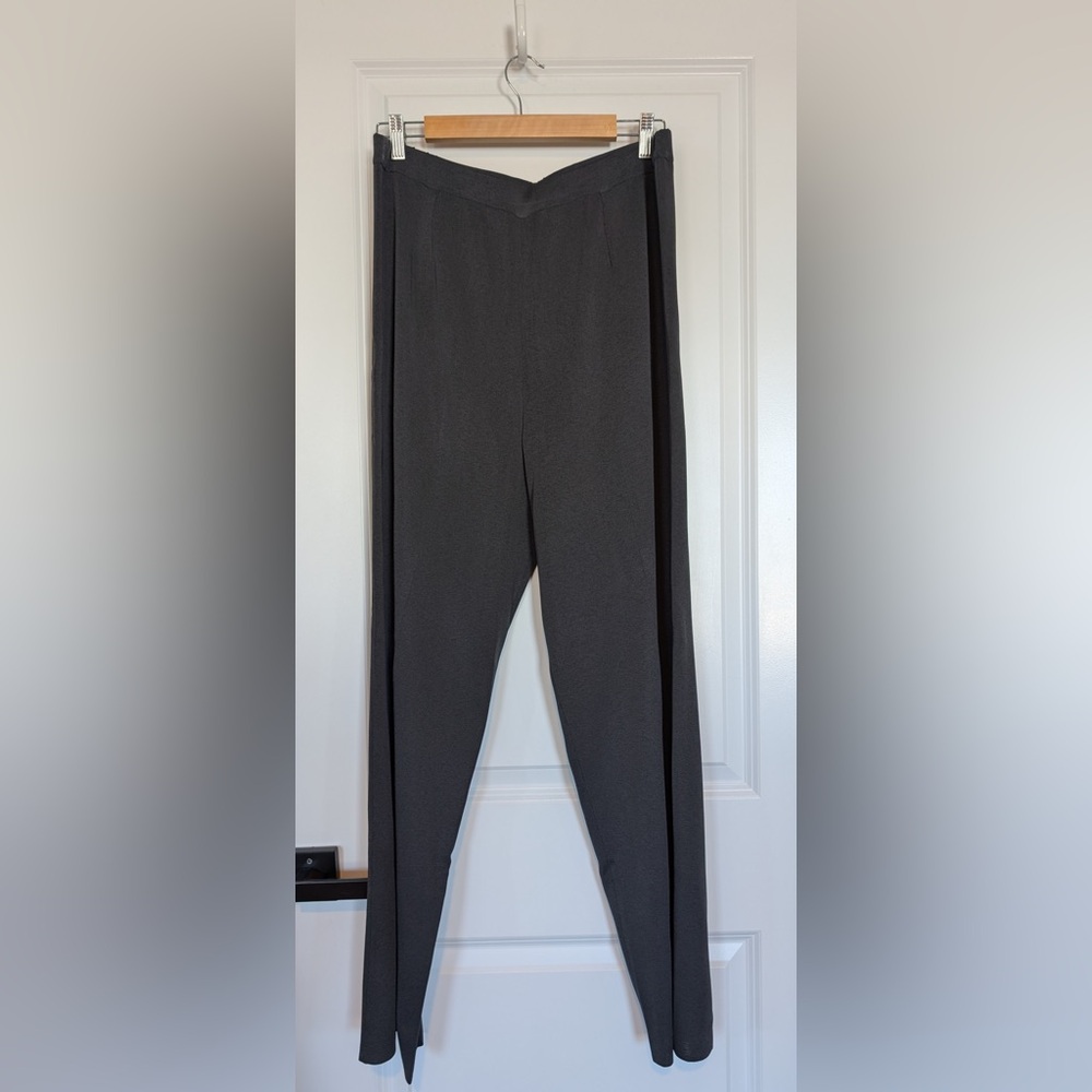 Ming Wang Women’s Pleated Knit Pants Charcoal Gray Size XL